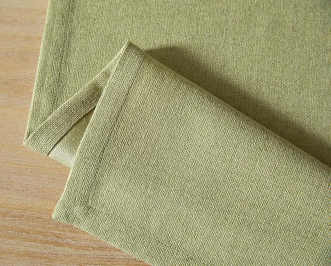 ZeeMart Burlap Style Farmhouse Table Runners 48 Inches Long, Sage Green Rustic Woven Dining Table Runner for Everyday Use, 14x48 Inches, Light Sage Green