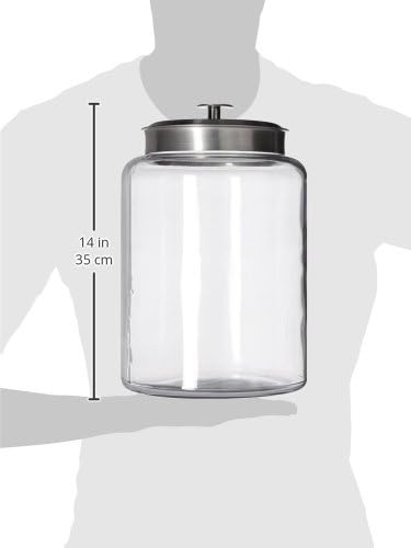 Anchor Hocking 2.5 Gallon Montana Glass Jar with Airtight Lid (2 piece, brushed silver metal, dishwasher safe)