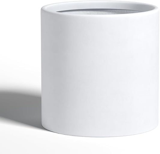 Wil & Vic 89s - 19.7" H x 19.7" Dia (19.7" Pot Opening) Mars Fiberglass Planter, Minimalist Sphere Plant Pot for Indoor & Outdoor, Drainage Hole, Lightweight & Durable, Included Extra Coco Mats, White