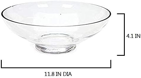 Hosley Clear Glass Bowl 11.8 Inch Diameter - Ideal Gift for Wedding or Special Occasion for Decorative Balls Orbs DIY Projects Terrariums and More.