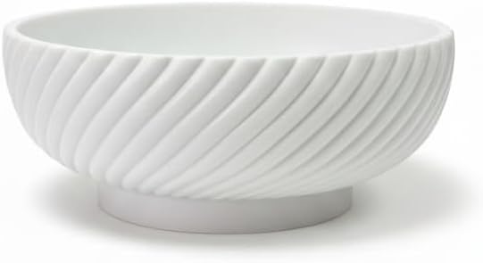 10" Fruit Bowl for Kitchen Counter - Large Decorative Bowl for Home Decor, Modern Key Bowl for Entryway Table - Unique Diagonal Fluted Resin Centerpiece Bowl for Coffee Table, Beige