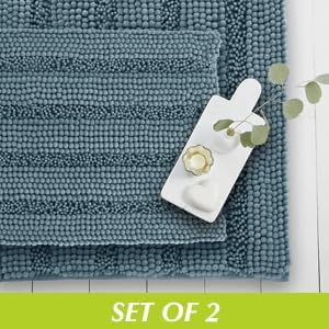 KGORGE Non Skid Bathroom Rugs - Easy Wash Absorbent Thick Shaggy Quick Dry Dirt Resistance Floor Mats for Kitchen Shower Tub Arctic Blue Small Bath Mat, 20" W x 32" L,1Pc