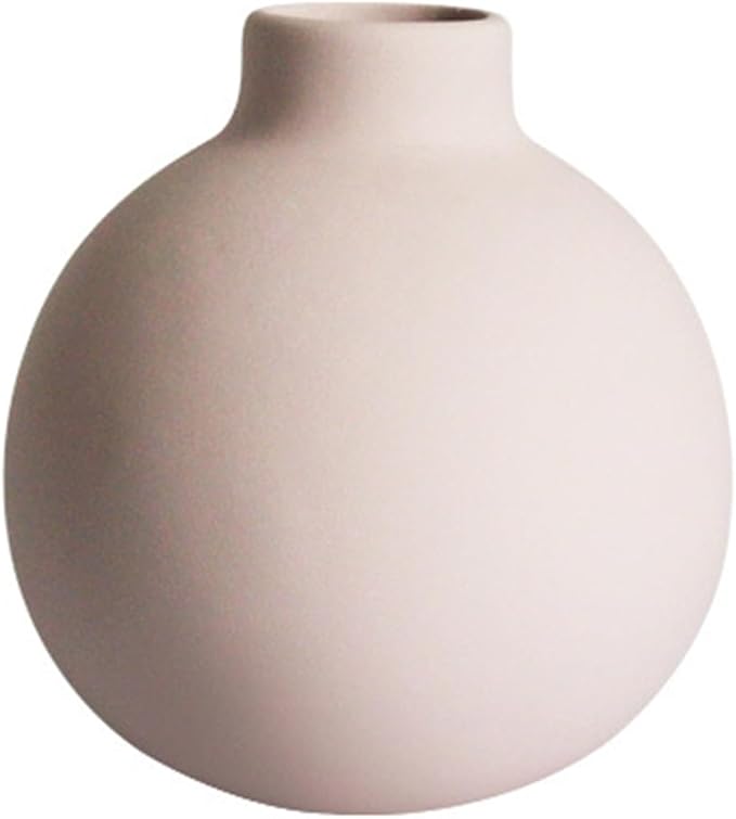 Ceramic Small Vase, 5.5"" Minimalist Spherical Flower Vase for Rustic Modern Farmhouse Living Room Bathroom Shelf, Table Centerpiece Decorations, Pink