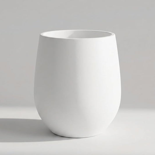 Wil & Vic 89s 16.5'' H x 15" Dia (12.8" Pot Opening) Venus Fiberglass Planter, Round Indoor and Outdoor Plant Pot with Drainage Hole, Lightweight, Durable Minimalist Home Decor, White