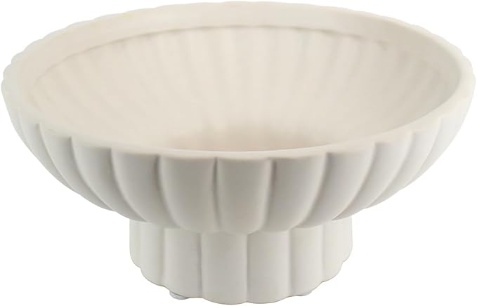 Small Modern Pedestal Decor Fruit Bowl 8" Ceramic,Approx 26 oz Fluted Catch-all Bowl,Footed Home Decorative Bowl for Home Decor,Coffee Table Centerpiece