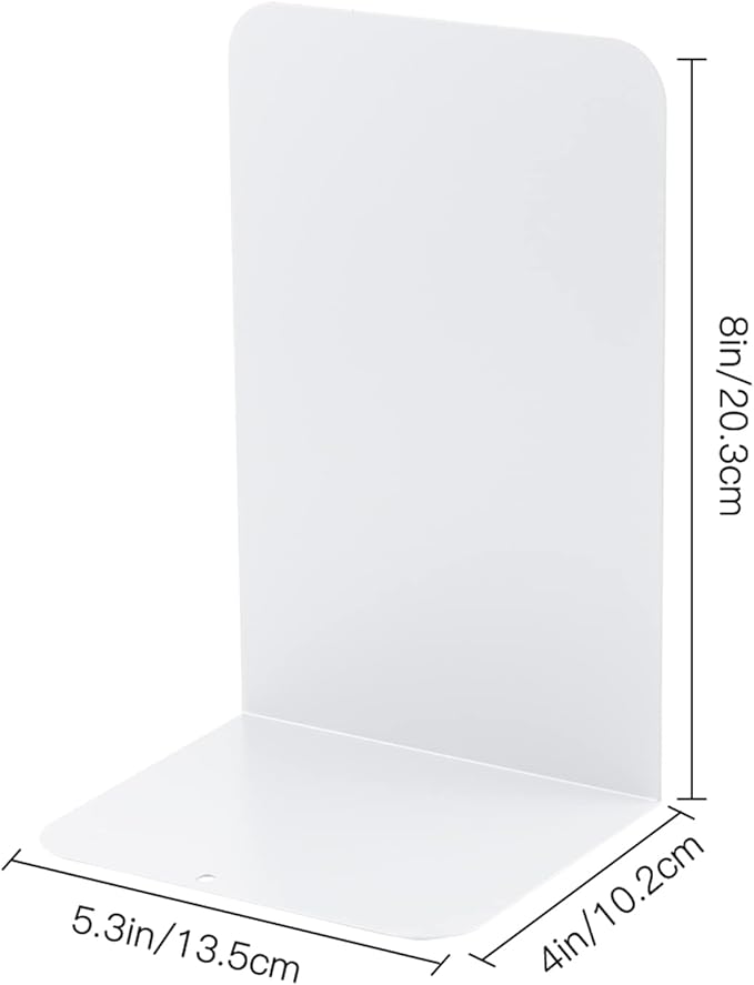 Honagu Book Ends, Bookends for Shelves, Home, Office, Metal Book Stopper for Books, Metal Bookend Supports, Modern Minimalist Style Decorative Bookend, White (4Pairs/8Pcs)