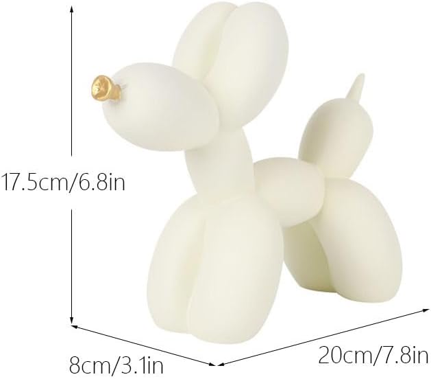 Cute Resin Dog Statue Decorations are Suitable for Modern Desktop Decoration, Home, Bedroom, Living Room, and Office Decoration (White)
