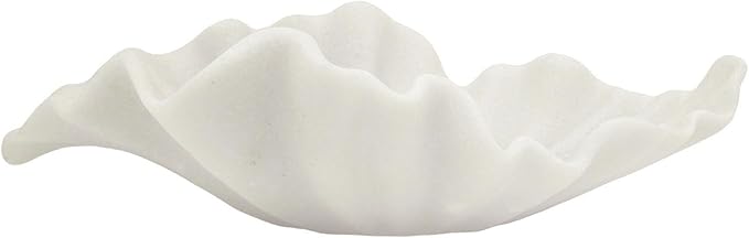 Off White Large Decorative Bowl - 16” Fruit/Key/Purse Bowl for Home Decor - Coffee Table & Entryway Table Decor - Scalloped Ruffle Bowls - Unique Centerpiece Bowls(Big)