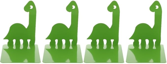 2 Pairs Dinosaur Metal Bookend Table Top Display Stand Decorative Bookend Tablescape Decor Desktop Shelves Document Holder for Desk Office Vintage Iron Book Stand