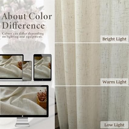 Pitalk 60 Inch Wide Curtains for Boys Bedroom Teen Girls 90 Inches Long Linen Sheer Extra Wide Large Tan Beige Curtains for Nursery Room Playroom Cottage Core 2 Panel Back Tab Pocket 60 x 90 Length