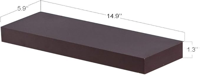 AHDECOR Floating Wall Mounted Shelves, Set of 3 Display Ledge Shelves Wide Panel for Bedroom Office Kitchen Living Room, 5.9" Deep, Espresso Brown