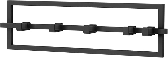 Umbra Cubiko Wall Mounted Modern, Sleek, Space-Saving Hanger with Retractable Hooks to Hang Coats, Scarves, Purses and More, 5, White