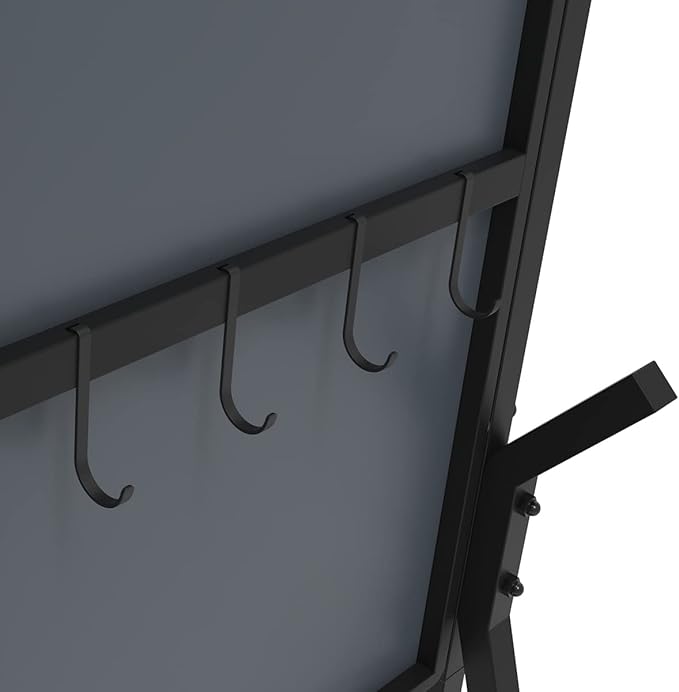 CHANCEE Coat Rack with Mirror – Freestanding Garment Rack with Shelf, Aluminum Hanger Stand with Shoe Storage, Multifunctional Clothes Rack for Bedroom, Entryway & Living Room, Rustic Brown/Black