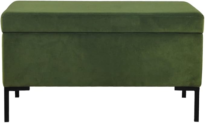 HomePop Upholstered Storage Bench with Metal Leg, 32" W, Blush Green
