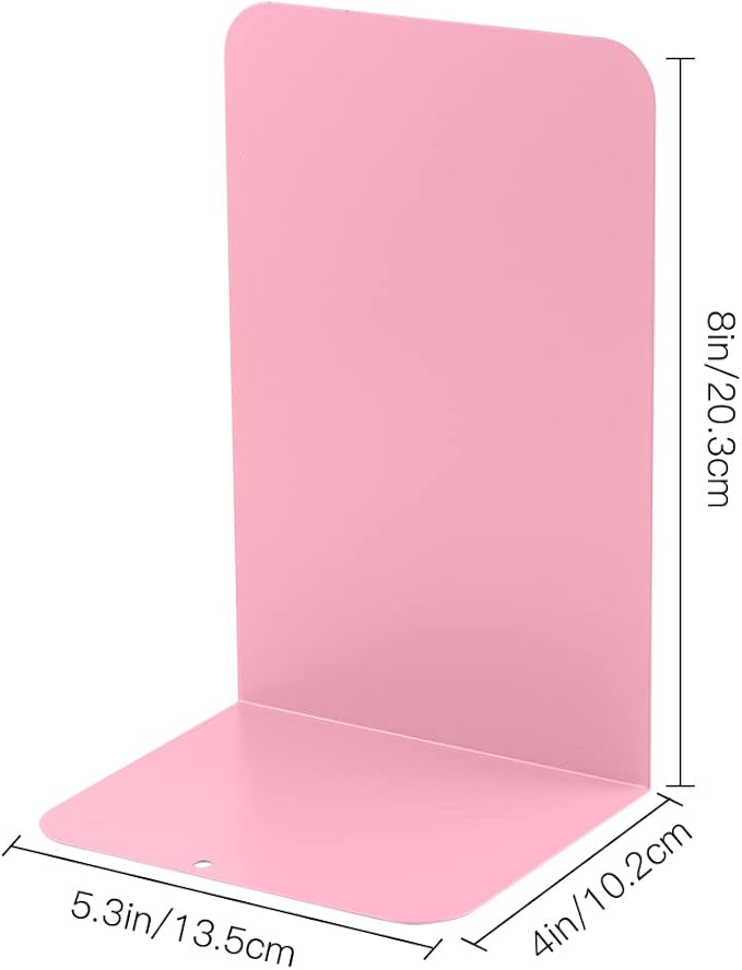 MSDADA Bookends, Book Ends for Book Shelves, Book Ends for Heavy Books,Metal Bookend Supports, Modern Minimalist Style Bookend, Pink(4Pairs)