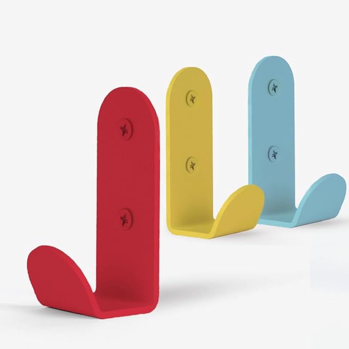 Colourful Heavy-Duty Wall Hooks for Hanging (Set of 3) – Stylish & Sturdy Metal Hooks for Coats, Backpacks, Towels & Bags | Durable and Decorative Wall Hooks for Kids' Rooms & Entryways