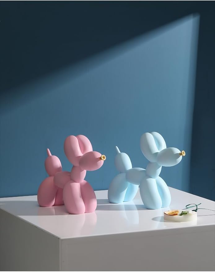Cute Resin Dog Statue Decorations are Suitable for Modern Desktop Decoration, Home, Bedroom, Living Room, and Office Decoration (Light Blue)