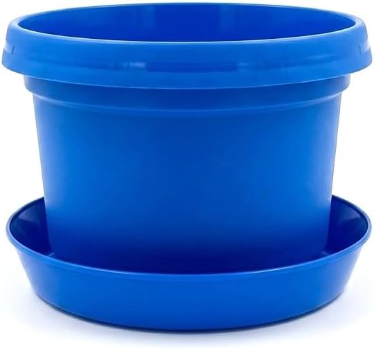 12-Piece Sea Blue Color Flower Pot and Saucer Set, Modern Planter Collection in Graduated Sizes (2"–12") – | Graduated 2-12 Inch Sizes, Drainage Holes, Durable Fade-Resistant Design, Made in USA for Plants & Flowers