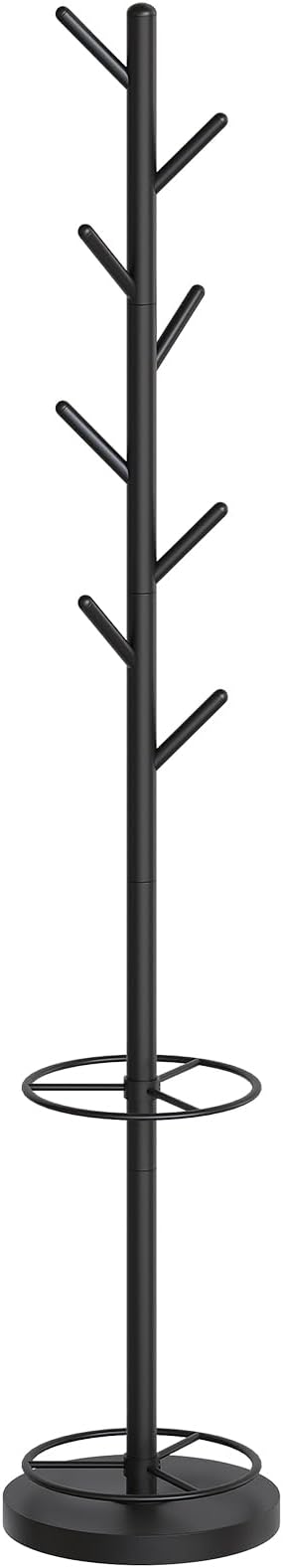 YATINEY Coat Rack Freestanding with Umbrella Holder, Coat Rack Stand with 8 Hooks, Heavy Duty Coat Tree for Entryway, Modern Clothing Rack, Metal Coat Hanger Stand for Bedroom, Office, Black YM03BB
