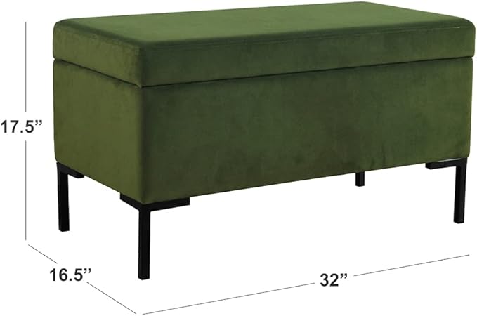 HomePop Upholstered Storage Bench with Metal Leg, 32" W, Blush Green