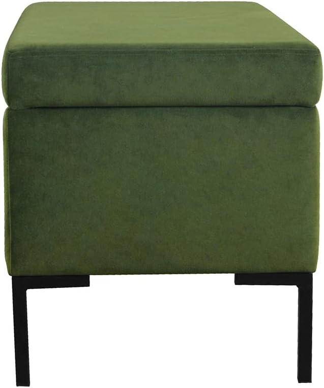 HomePop Upholstered Storage Bench with Metal Leg, 32" W, Blush Green
