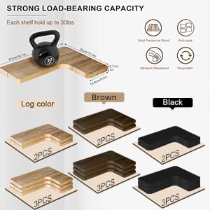 Floating Corner Shelves, Wall Shelf Set of 3, Shelves for Wall Storage, Solid Wood Shelves for Storage, Wall Mount Wooden Display Shelf for Bathroom Bedroom Kitchen Garage (Light 3Pcs)