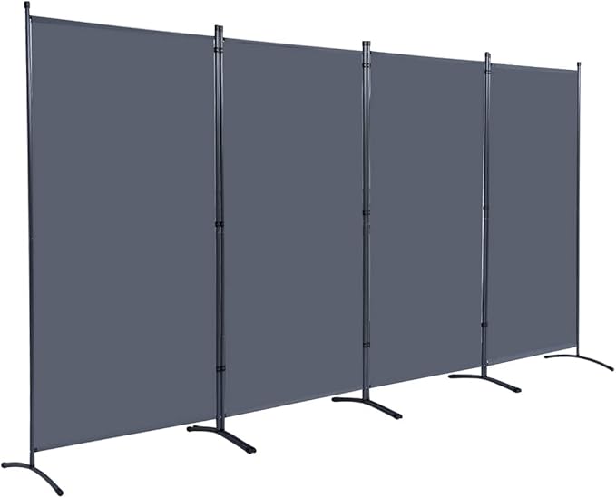 Room Divider, Portable Room Dividers, Convenient Movable (4-Panel), Folding Partition Privacy Screen for Bedroom,Dining Room, Study,136" W x 19.7" D x 71.3" H, Grey