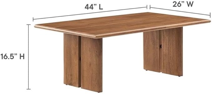 Modway Amistad 44" Rectangular Solid Wood Modern Farmhouse Coffee Table in Walnut