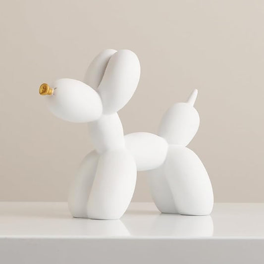 Cute Resin Dog Statue Decorations are Suitable for Modern Desktop Decoration, Home, Bedroom, Living Room, and Office Decoration (White)