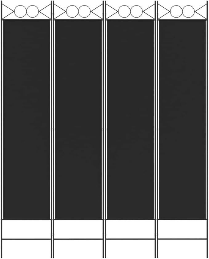 vidaXL 4 Panel Room Divider, Room Divider Privacy Screen Folding 4 Panel, Folding Divider Screen for Home Office, Modern Style, Black Fabric