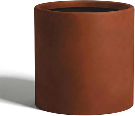 Wil & Vic 89s - 11.8" H x 11.8" Dia (11.8" Pot Opening) Mars Fiberglass Planter, Sphere Indoor and Outdoor Plant Pot with Drainage Hole, Lightweight, Durable Minimalist Home Decor, Rust