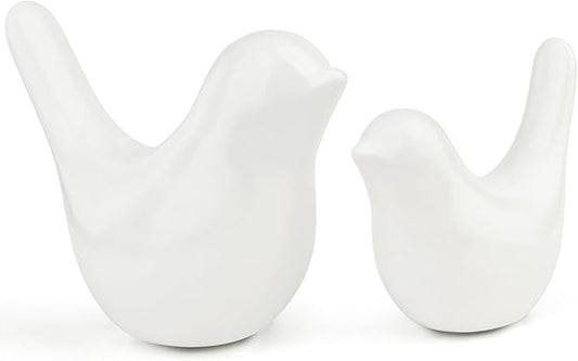 LAIDANLA Small Birds Statues White Modern Style Home Decor Birds Small Animal Sculpture for Living Room Office Desktop Shelf Coffee Table Bedroom（2pcs）