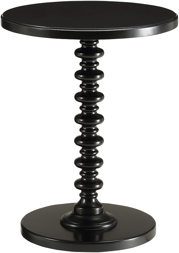 WILLIAMSPACE Round Pedestal Table Wood Side Table, Accent Martini Table Drink Table Coffee Tea End Table for Small Spaces Living Room Bedroom Patio, 17" x 17" x 22"H (Black)
