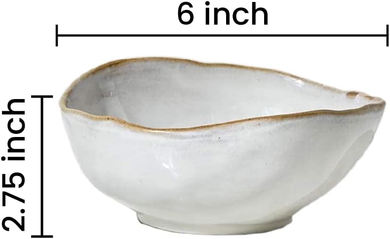Serene Spaces Living Small Glazed Ceramic Bowl Under $20, Decorative Bowl for Home Décor, Shelf & Table Accent, 6" Diameter