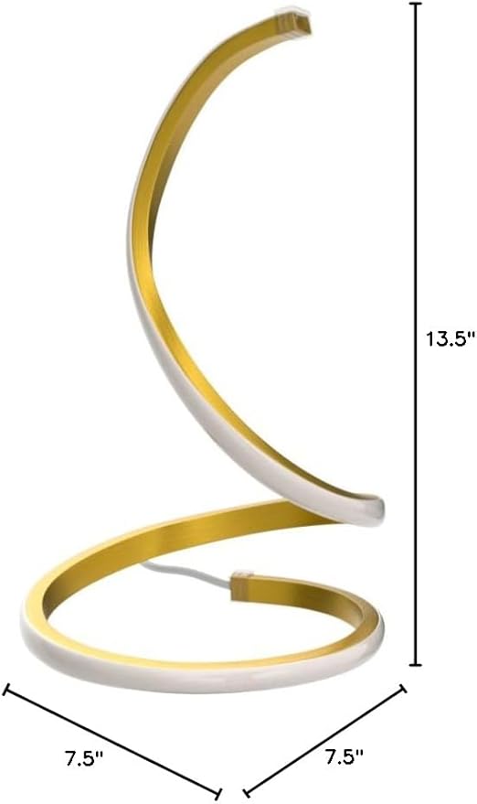 NUÜR LED Table Lamps Set of 2, Gold Bedside Table Lamps, Nightstand Table Lamp, Touch Control,Stepless Dimmable, Curved Art Decorative Table Lamp for Living Room Bedroom Office Home