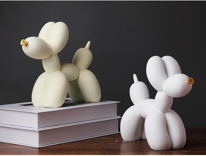 Cute Resin Dog Statue Decorations are Suitable for Modern Desktop Decoration, Home, Bedroom, Living Room, and Office Decoration (White)