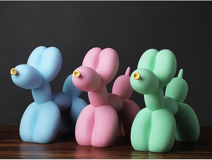 Cute Resin Dog Statue Decorations are Suitable for Modern Desktop Decoration, Home, Bedroom, Living Room, and Office Decoration (Light Blue)