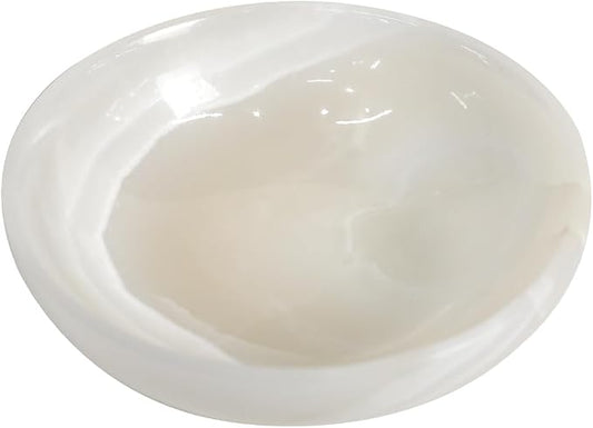 Luxury Decorative Marble Bowl for Home Decoration, White Onyx Key Bowl for Entryway Table, Catchall for Coins, Change, Candy, Organizer Marble Tray
