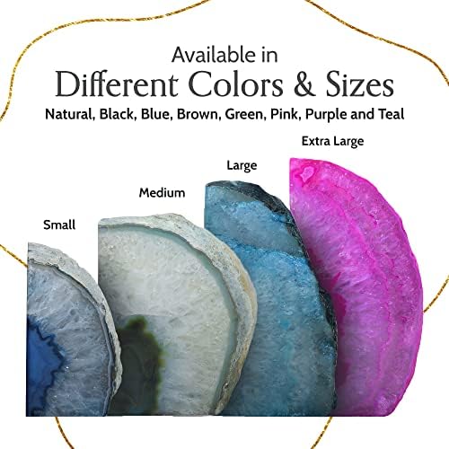 Nature's Decorations Blue Agate Bookends - A-Quality Large Heavy Duty Geode, Navy & Cobalt Premium Office Decor, Crystal Gift, 1 Pair (4-6 lbs)