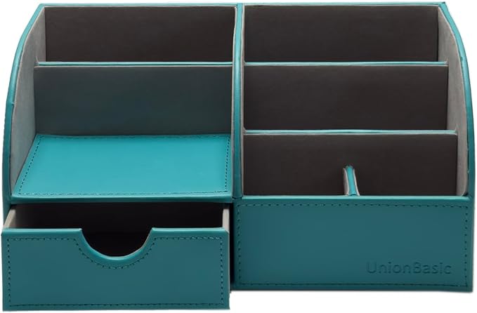UnionBasic Desk Organizer - Multifunctional Leather Desktop Pen Holder Storage Box - Business Card/Pen/Pencil/Mobile Phone/Stationery Holder
