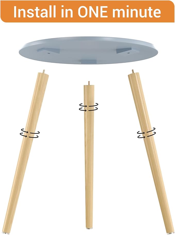 Apicizon Round Side Table, Blue Grey End Table for Small Spaces, Nursery Round Side Table Small Bedside Table Living Room, Bedroom, 16.5 x 20.5 Inches