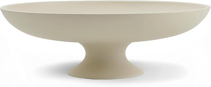 Cream Concrete Decorative Fruit Bowl, 11.45" Large Modern Pedestal Bowl for Kitchen Counter, Coffee Table, Entryway Table, Centerpiece Catch All Key Bowl