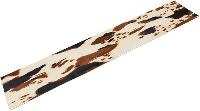 Cow Print Table Runner,Rustic Cottage Country Farm Animal Fur Pattern Table Runner for Coffee Table Dining Room Table Bedroom Party Holiday Decor 13x60inch