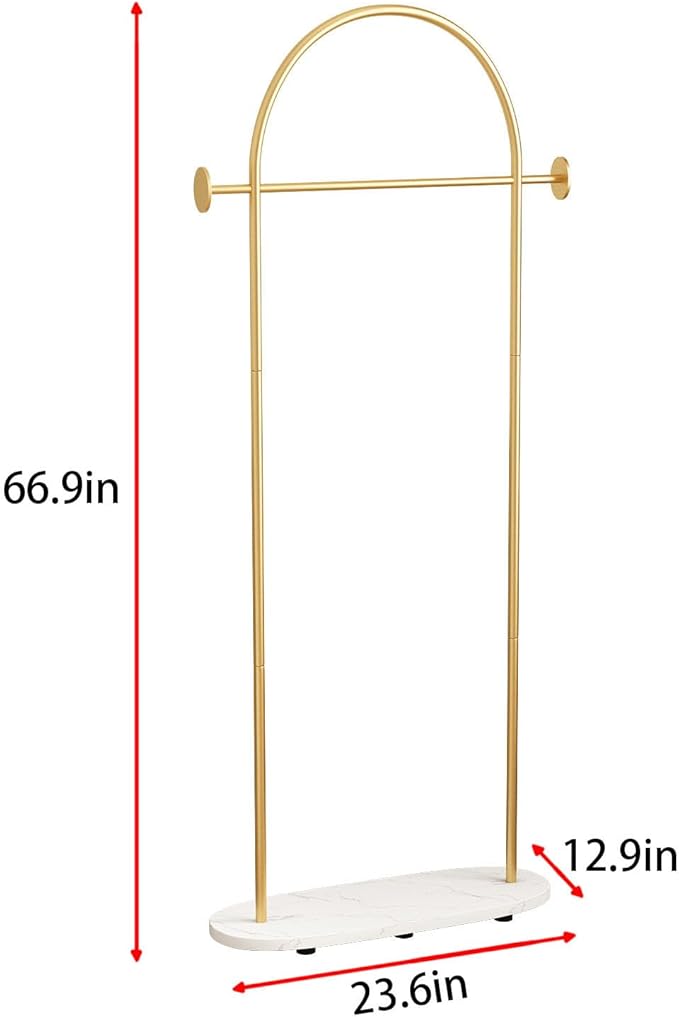 Gold Clothing Racks Heavy Duty, Gold Coat Racks Standing With Marble Base, Modern Coat Racks for Hanging Clothes, Clothing Racks for Boutique, Office