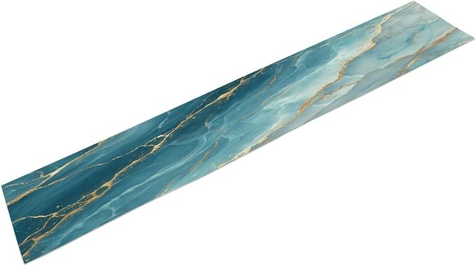 Blue Gold Marble Table Runner,Modern Luxury Abstract Painting Art Pattern Table Runner for Coffee Table Dining Room Table Bedroom Party Holiday Decor 13x72inch