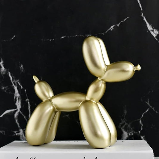 Cute Gold Resin Dog Statue Decoration for Modern Home Desktop, Living Room, Office