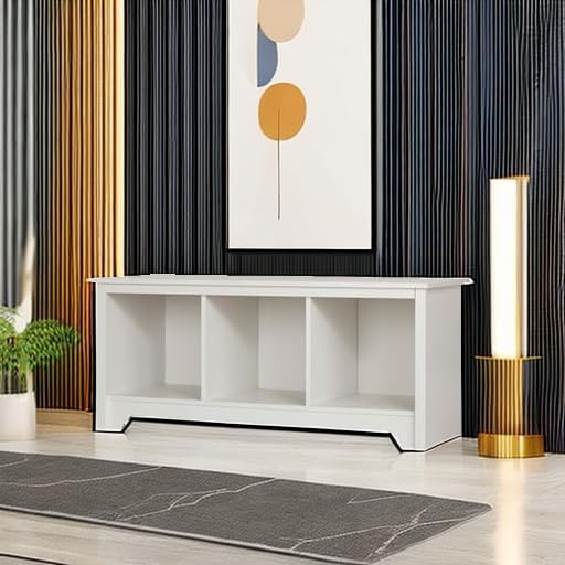 South Shore Vito Cubby Storage Bench Pure White