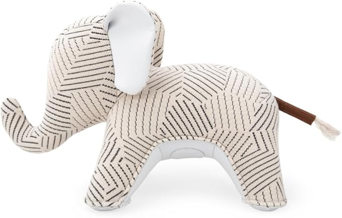 Zuny Artist Edition Elephant Abby Bookend, K Razzle Dazzle Design, Ecofriendly Handmade Leather Single Book End, Modern Scandinavian Decorative Figurine for Bookshelf Desk, White Ivory, 11.8x5.3x6.9