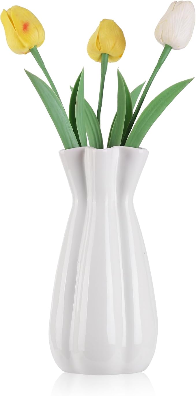 Unique Plain Designed Ceramic Modern Decorative Bouquet Vases Minimalism Flower Vases for Office Living Room Cabinet Wedding Decorations - 9.45’’