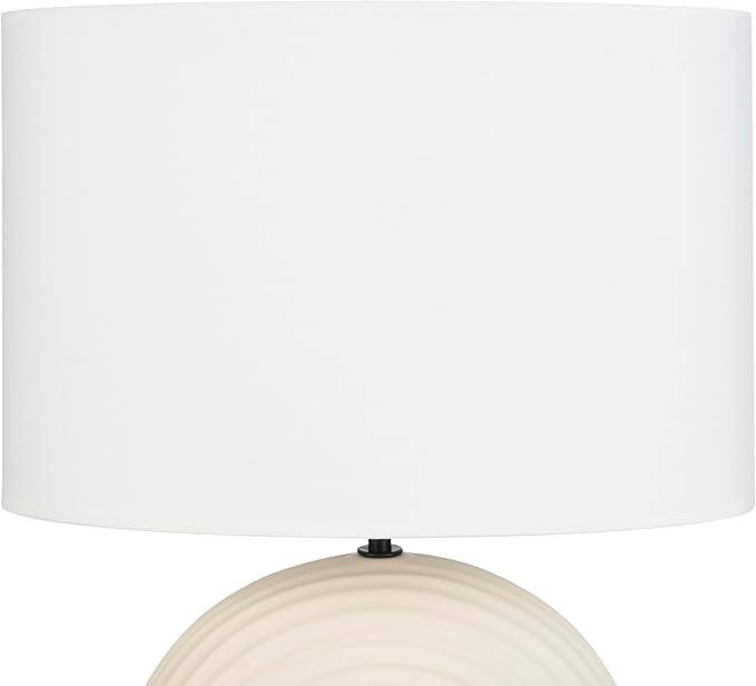 Nourison Home 21" Off White Textured Arch Table Lamp for Bedroom, Living Room, Console, Entryway